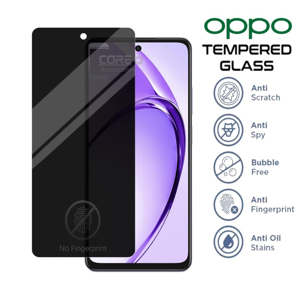 กระจกนิรภัย Anti Spy Oppo A3 A3 Pro A3X A3S A5S A7 A7N A7X A8 A9 A9X A11 A11X A11K A1K A1K
