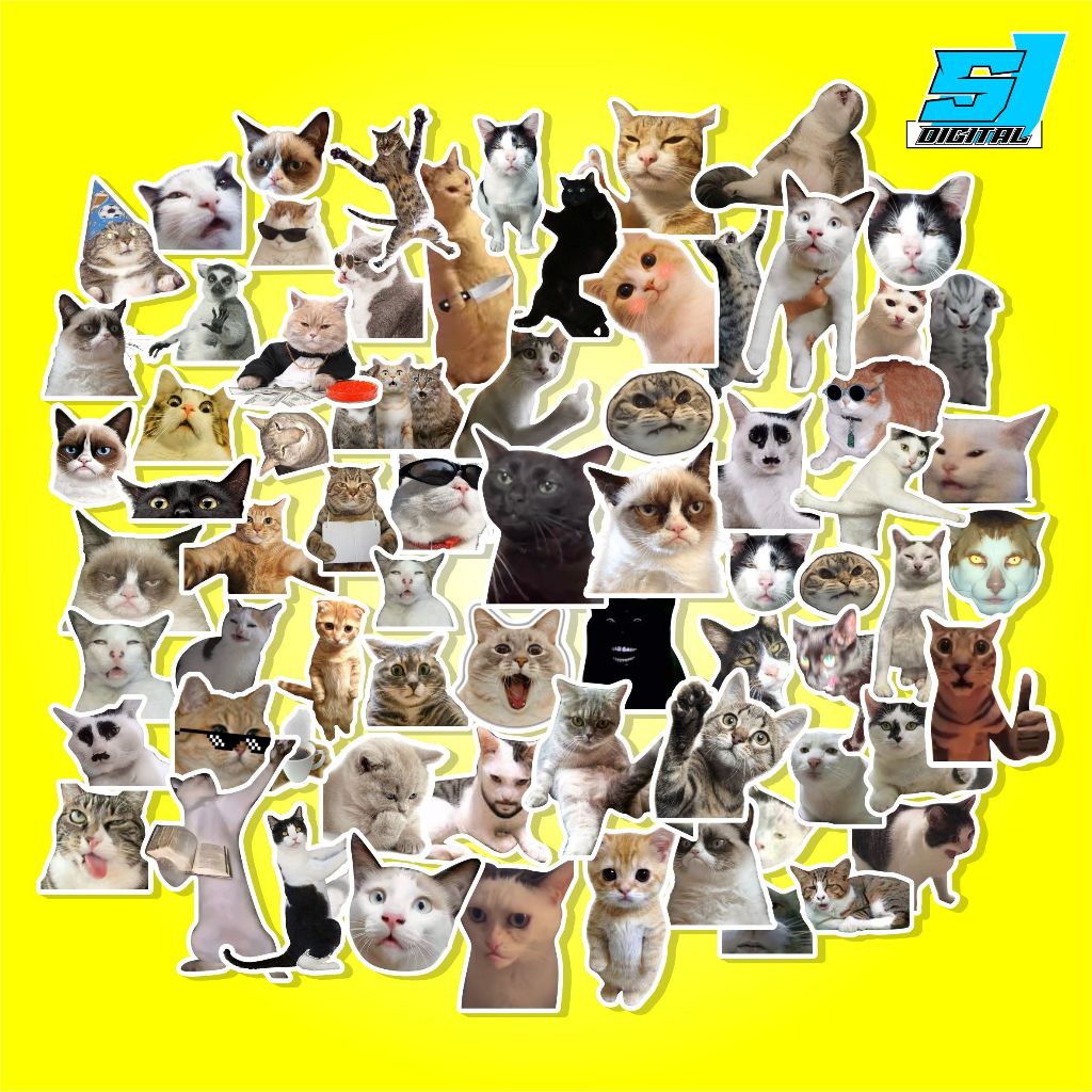 Cute Cat Meme Sticker Pack 60cm - เนื้อหา 70 ชิ้น / สติ๊กเกอร์แมว Meme
