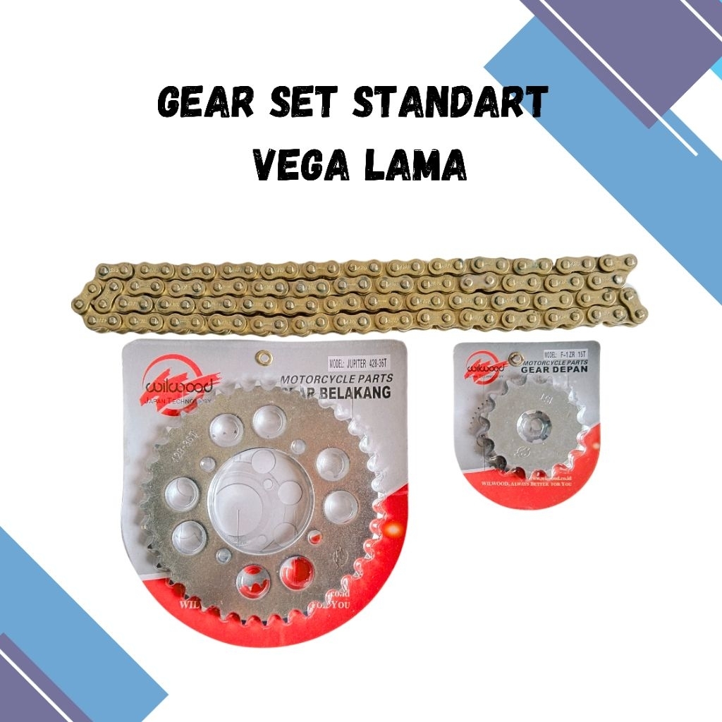 ชุดเกียร์ชุดเกียร์ YAMAHA VEGA R OLD STANDARD GOLD CHAIN GOLD 15T/36T-110L