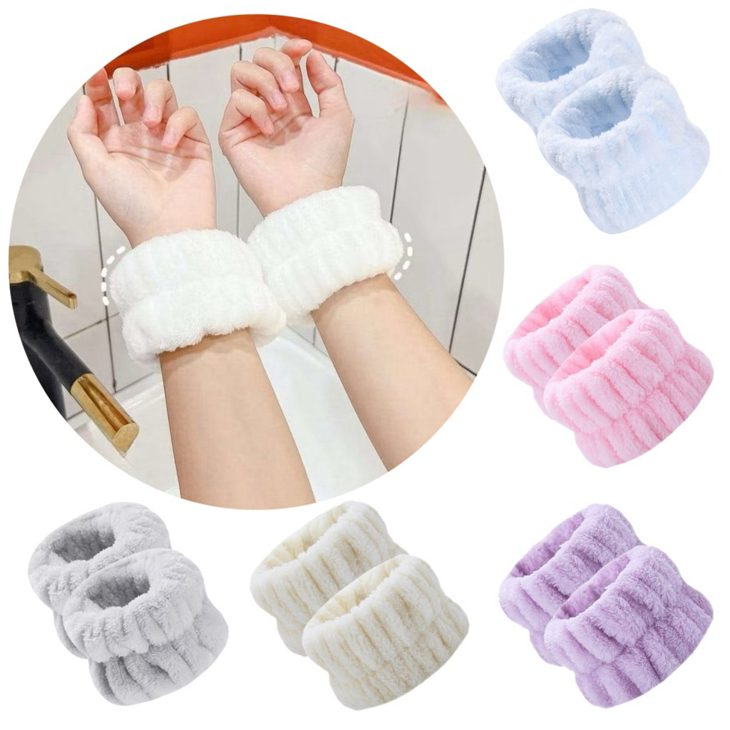 คู่ (2 ชิ้น) Anti-Wet Microfiber Wrist Towel Face Wash Sport Bracelet Microfiber Soft Towel