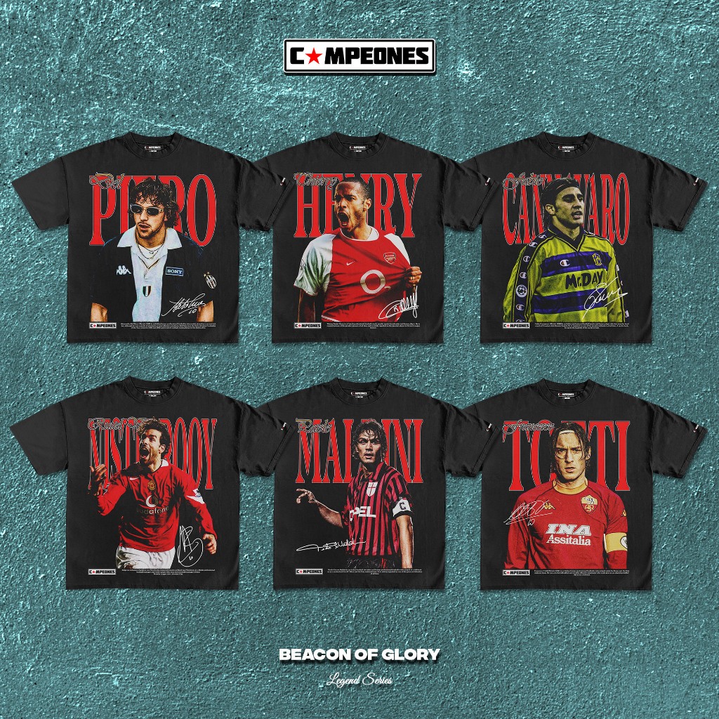 Campeones - Oversize Boxy Tshirt - ผู้เล่นฟุตบอล Del Piero Thierry Henry Cannavaro Ruud Van Nistelro