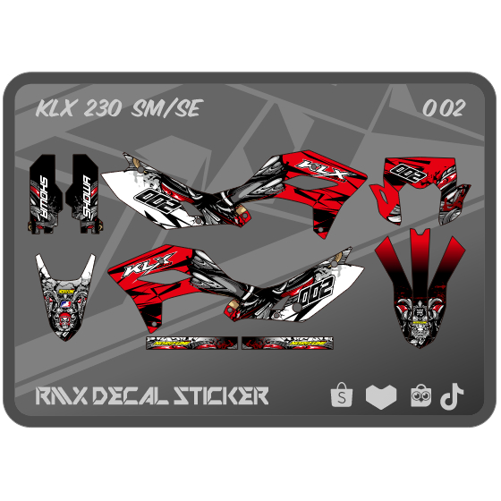 STABILO HIJAU MERAH KLX 230 SM FULLBODY STICKER (002) KAWASAKI LX S SE DECAL STICKER 2024 2025 2026 