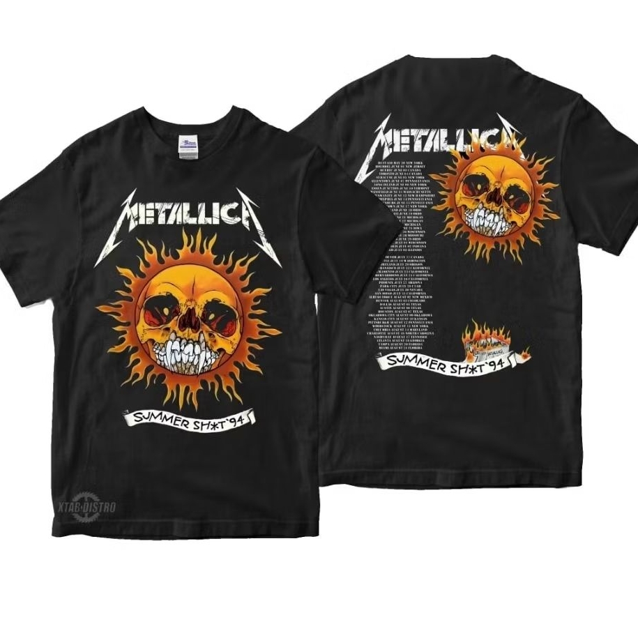 METALLICA Summer Tour 94 เสื้อยืด เสื้อยืดวง Metallica ในตัวพิมพ์สกรีนโลหะ