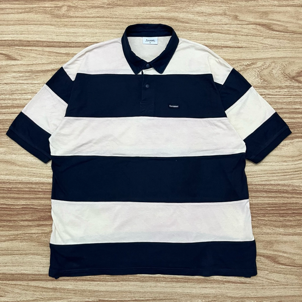 Polo Rugby COVERNAT Big Striped Cream Dark Navy (2XL)