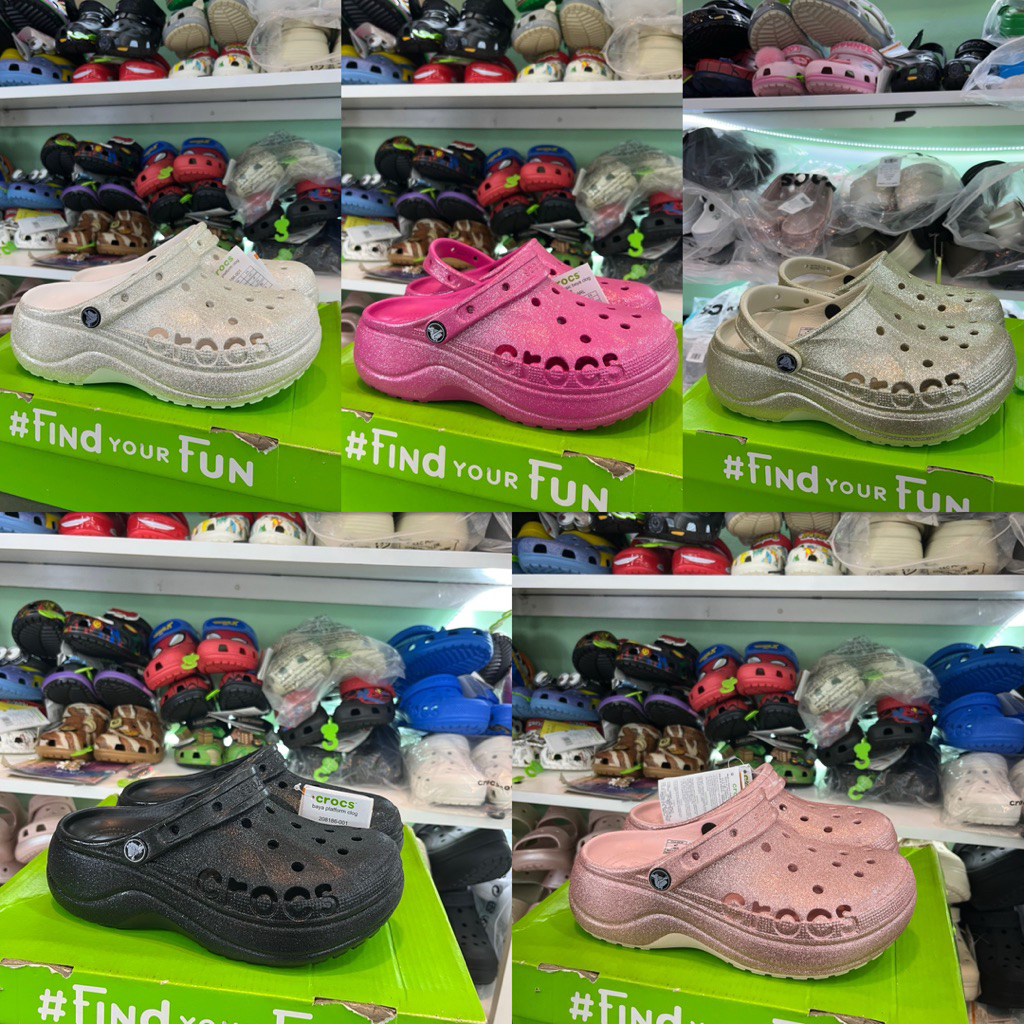 Crocs Platform Baya clog Glitter / Crocs baya Platform Glitter Women Sandals / Crocs Glitter Womens 