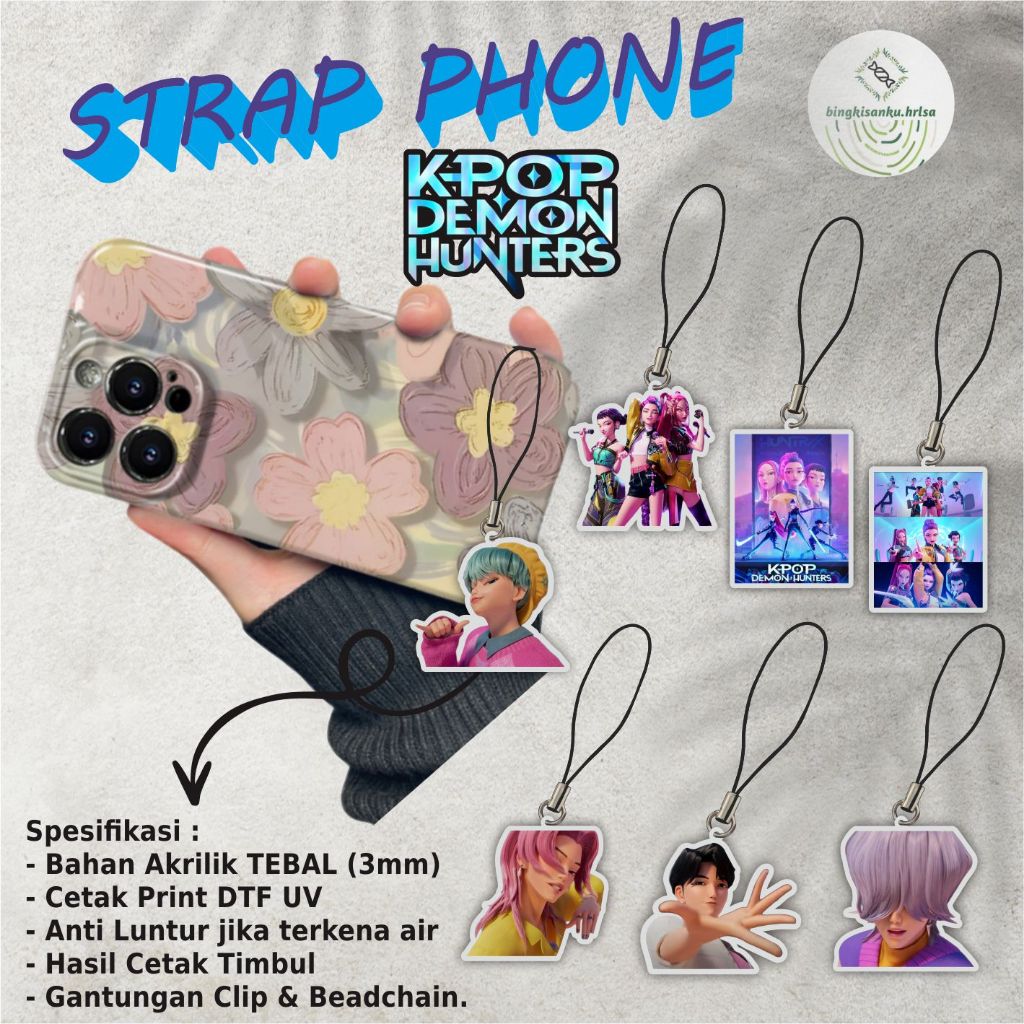 KPop Demon Hunters Huntrix Animation Film Merchanted เฉพาะชายสายคล้องโทรศัพท์ Pop Socket พวงกุญแจพิม