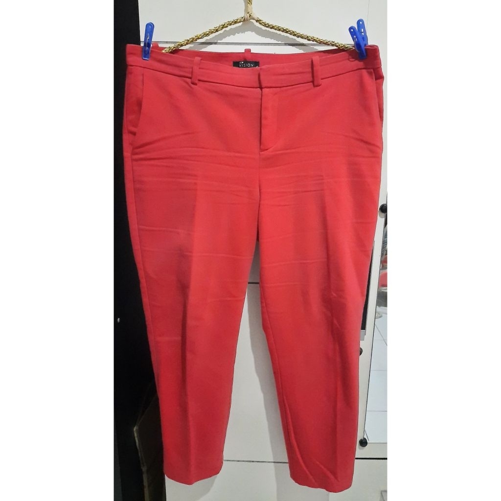 MERAH Preloved - กางเกงขายาวสํานักงานสีแดงผู้หญิงแบรนด์ LC Waikiki