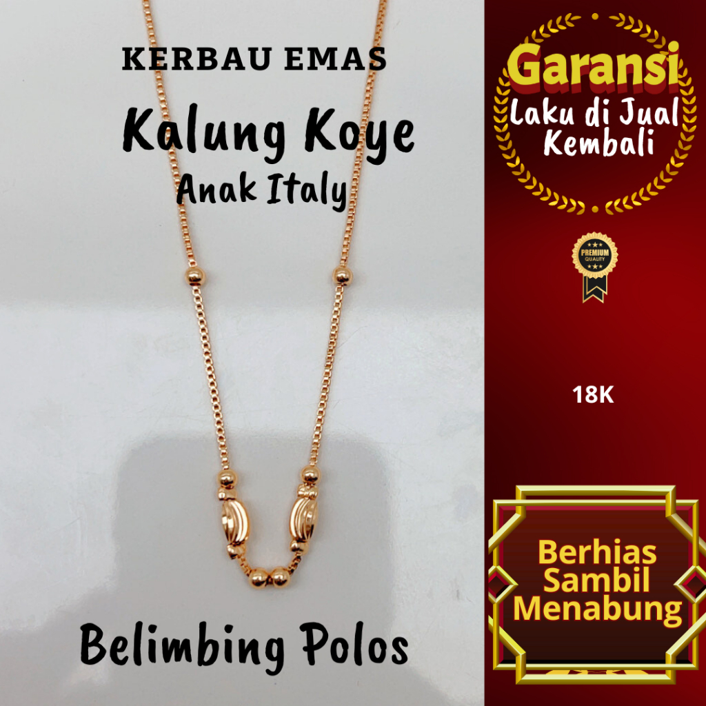 สร้อยคอควายสีทอง Koye Childrens Italy Starfruit Plain 18K สี Ready Size 34-34.5cm