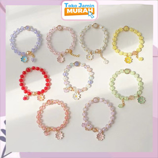 TJM VZ574 Gelang Crystal Flower Tassel Bracelet Girl Gelang Manik Daisy Rumbai Bunga Kristal Aksesoris Wanita Fashion