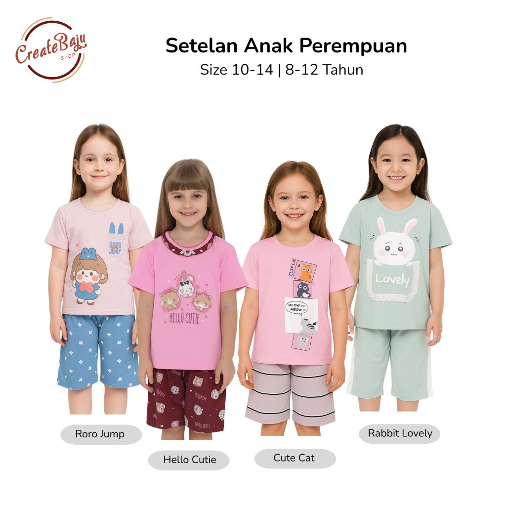 WE3 SHORT SUIT สําหรับ GIRLS 8-12 YEARS OLD CHARACTER MOTIF เสื้อแขนสั้น