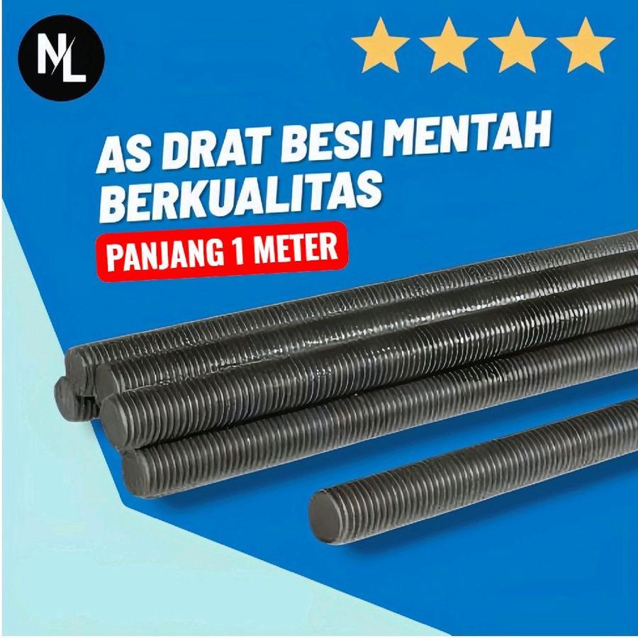 เพลาเกลียวเหล็กดิบ M6 Pitch 1.0 Stud Bolts ด้ายยาว 1 เมตร