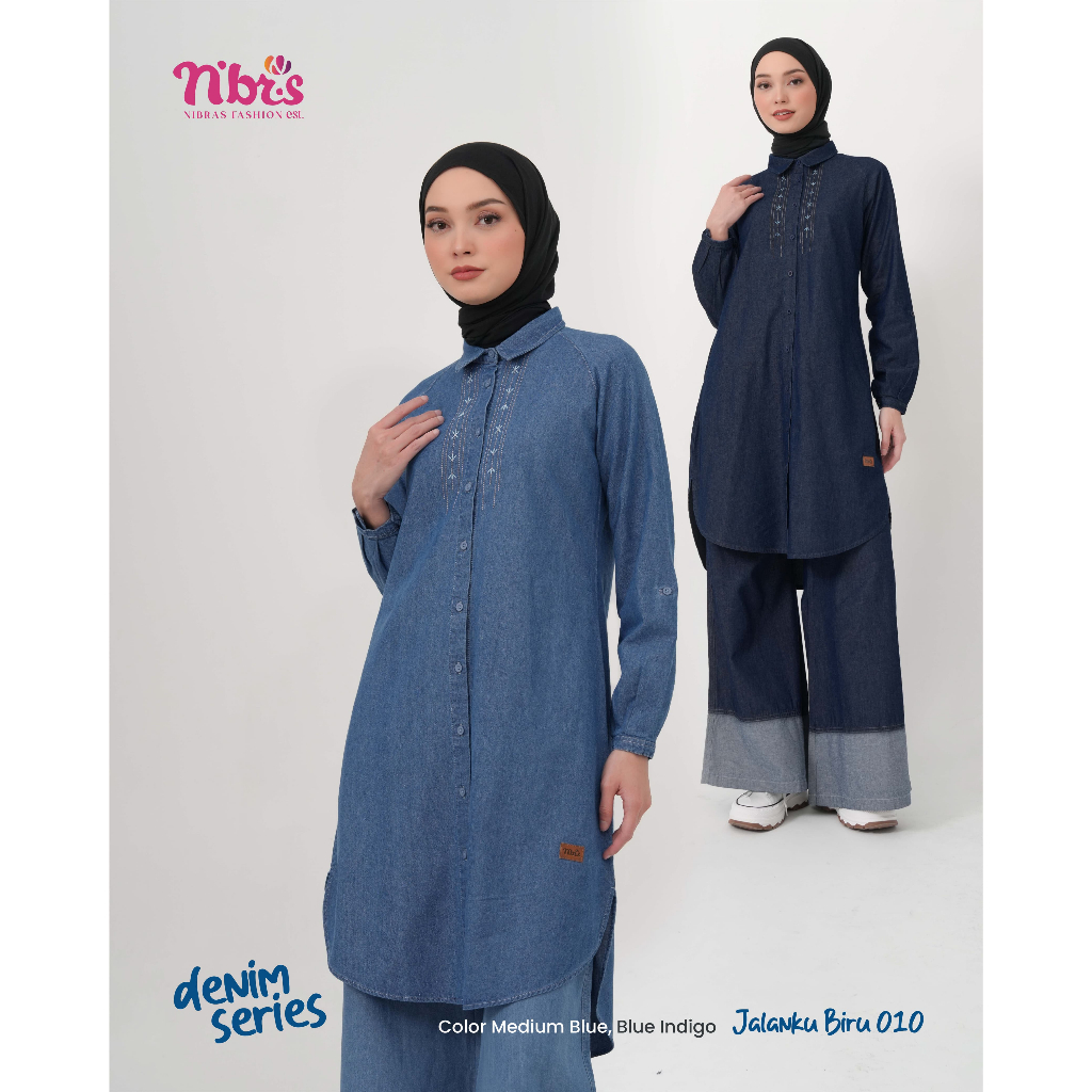 JALAKU BLUE 010 Denim Tunic Denim Material By Nibras Denim Series