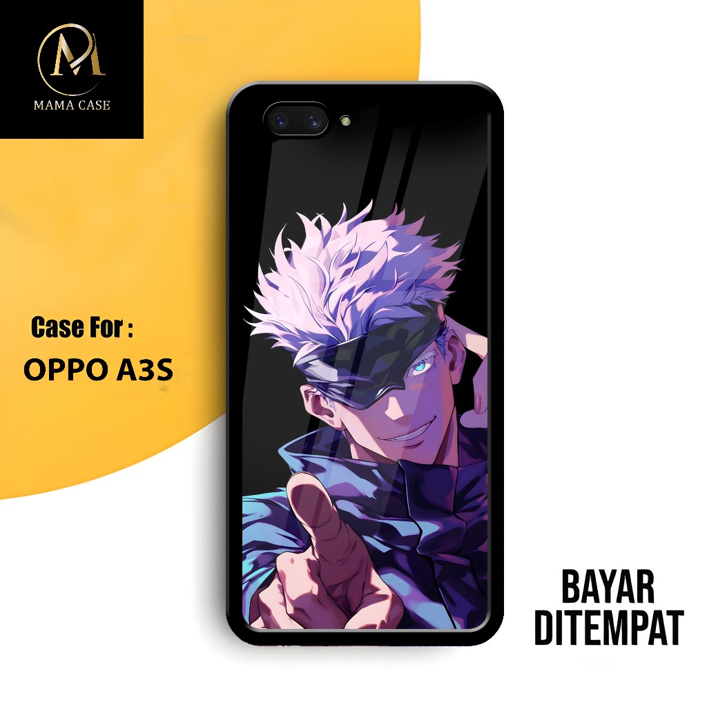OPPO A3S A1K F5 F7 F9 A5S A12 REALME C1 C2 Anime Gojo Satoru Motif Hardcase Case - Oppo Glossy Case 