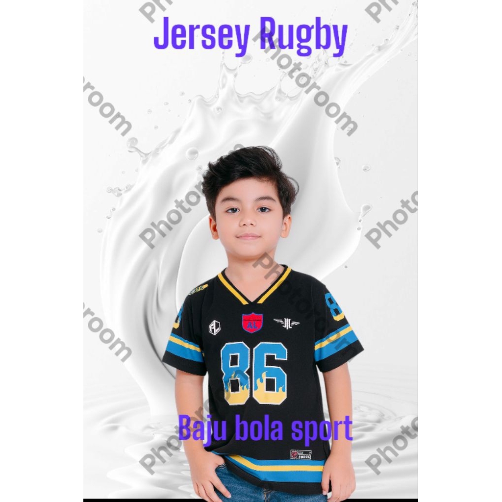 ชุดหมายเลขเด็ก เสื้อสตรีทแวร์ / เสื้อรักบี้ / เสื้อย้อนยุค / ลําลอง / วินเทจ / NFL / Jersry Hokay / 