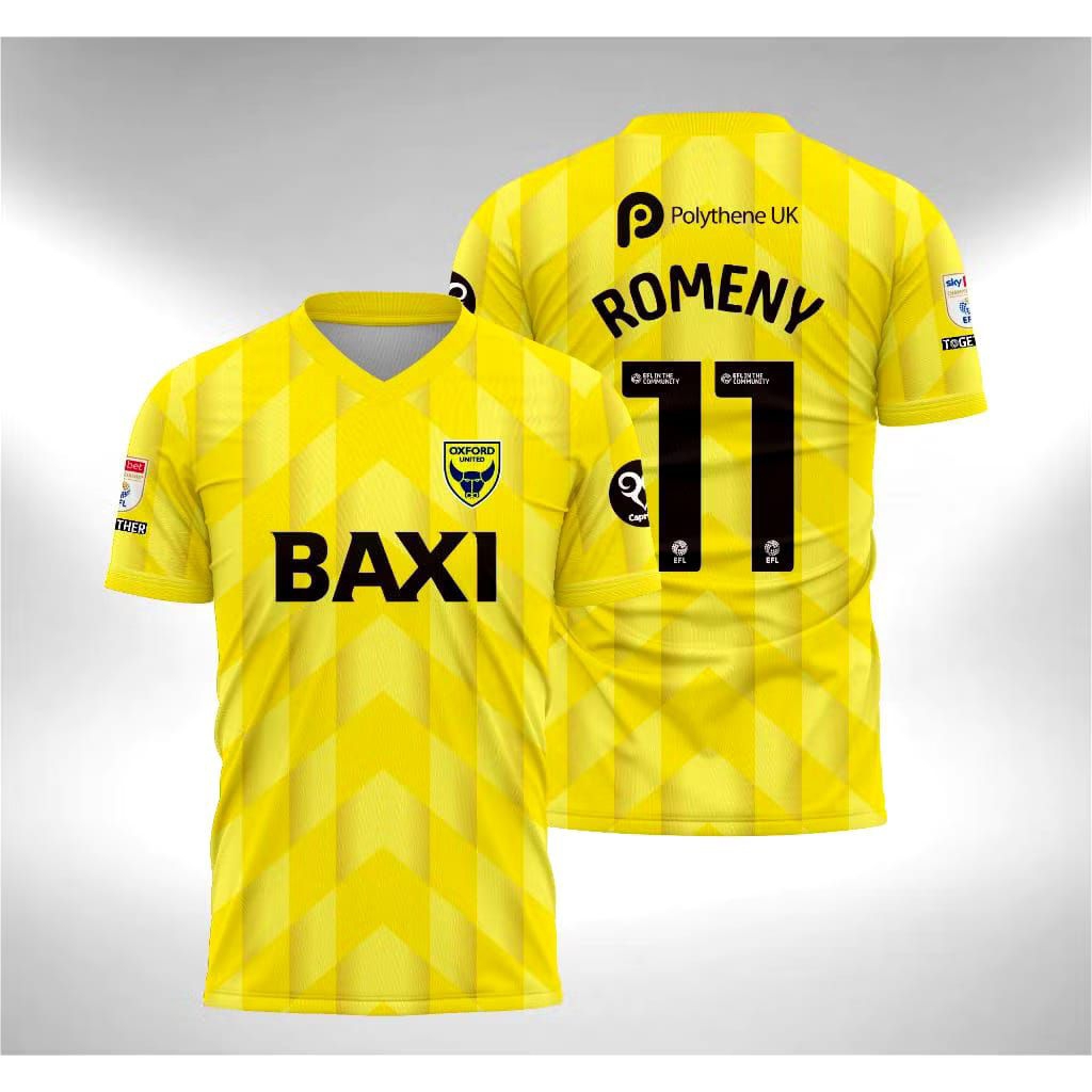 OXFORD UNITED HOME JERSEY 2024/25 ROMAENY EDITION ฟรีชื่อและหมายเลขกลับ