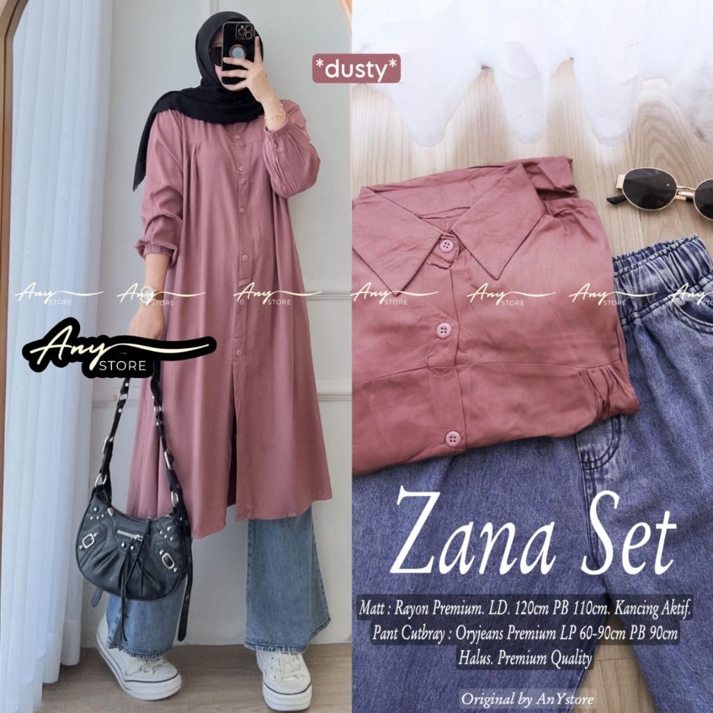 Zana Set Cutbray Jeans Mix Tunic (ny)