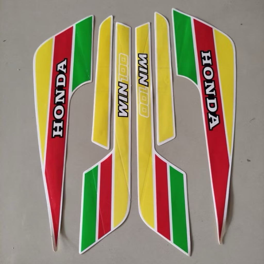 MERAH HIJAU Striping สติกเกอร์รายการเสารถจักรยานยนต์ honda win 100 91 1991 รายการสติกเกอร์มาตรฐานคุณ