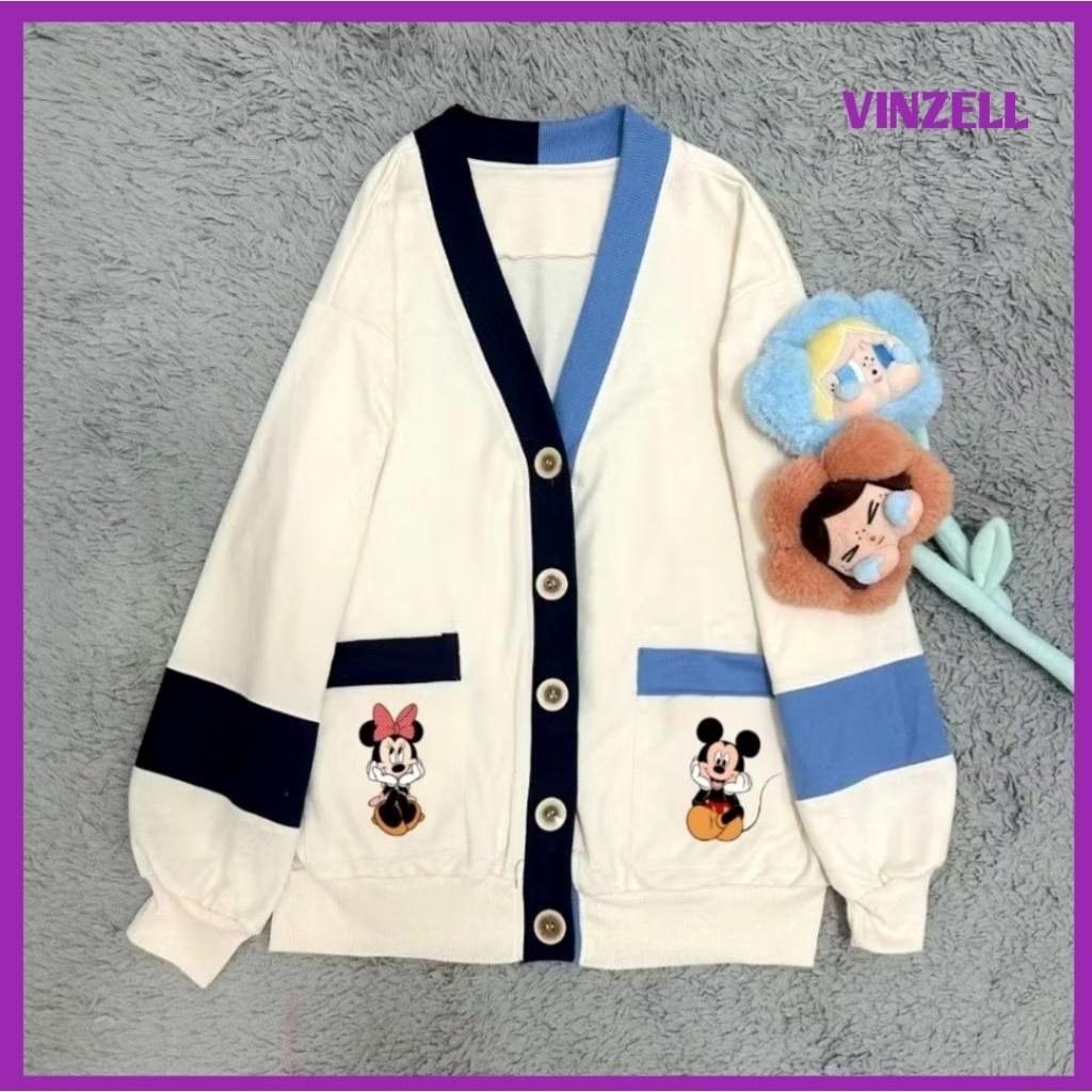UNGU เสื้อกันหนาว CARDIGAN ขนาดใหญ่ (S - 6XL) MICKIE MINNIE MOUSE CUTE DISNEY (สามารถขอตัวอักษร) เกา