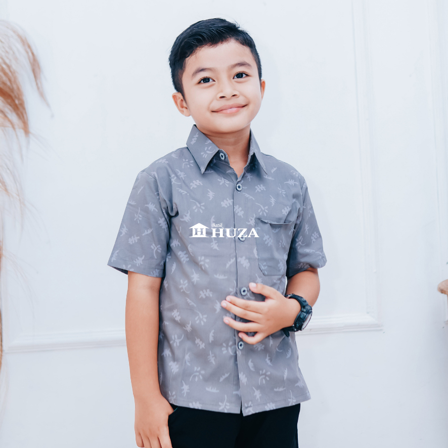 KAMEJA BATIK HUZA - เสื้อเชิ้ตแขนสั้นแขนสั้น HEM AXCEL CHILDREN