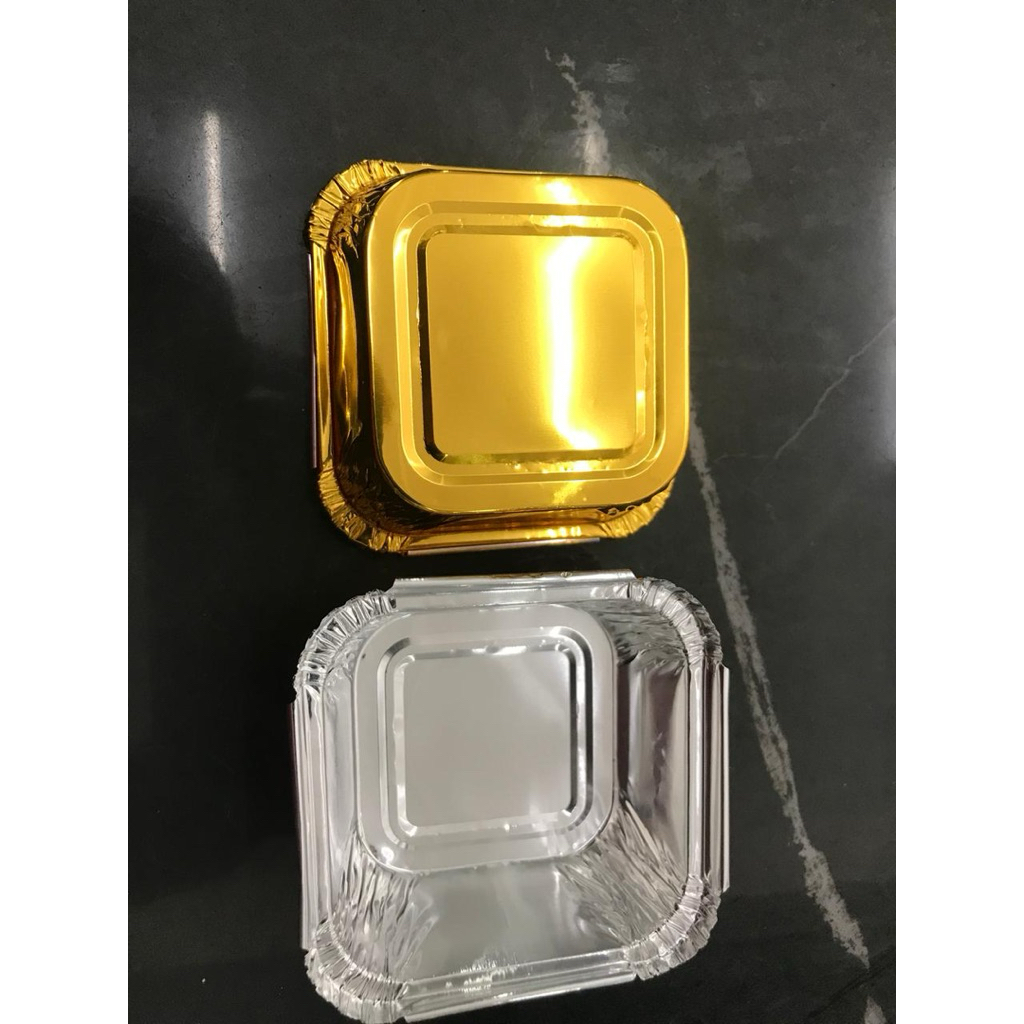 อลูมิเนียมฟอยล์ 340-1 (บน 7.6x7.6cm ก้น 5.5x5.5cm สูง 3.3cm ขนาด 100ml)