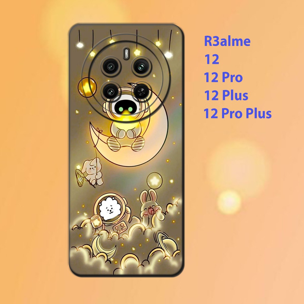 เคส realme 12, Realme 12 Pro, Realme 12 Plus, Realme 12 Pro Plus - ซิลิโคนยืดหยุ่นสีดํา