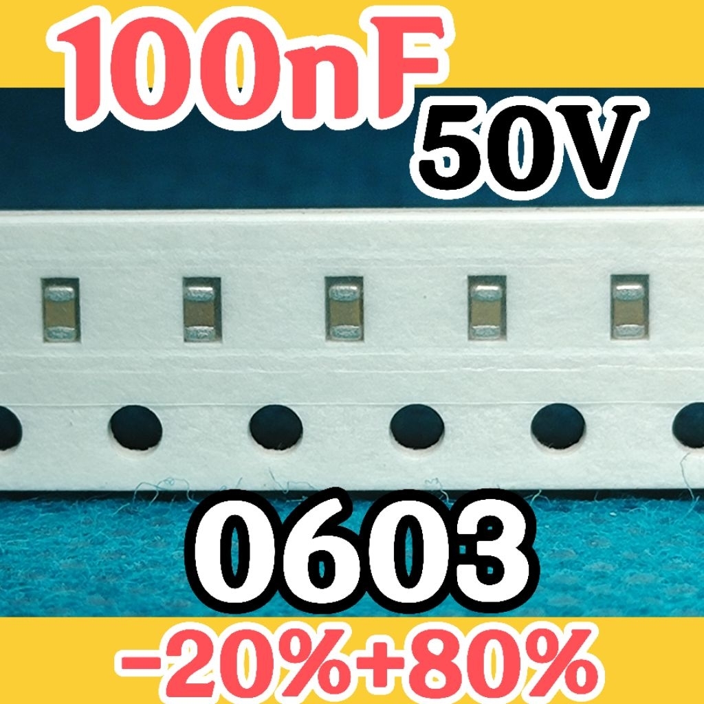 10 ชิ้นตัวเก็บประจุเซรามิค SMD 0603 1608 50V 100 nF 100nF 50v 0.1uF .1uF 50v -20% + 80% Y5V