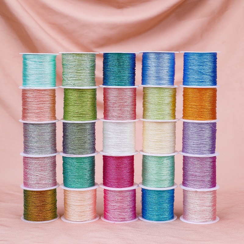 โลหะเชือกสีม้วนหลากหลายสียาว Shine String หยก Glitter สร้อยข้อมือสร้อยคอ KADAI INDONESIA