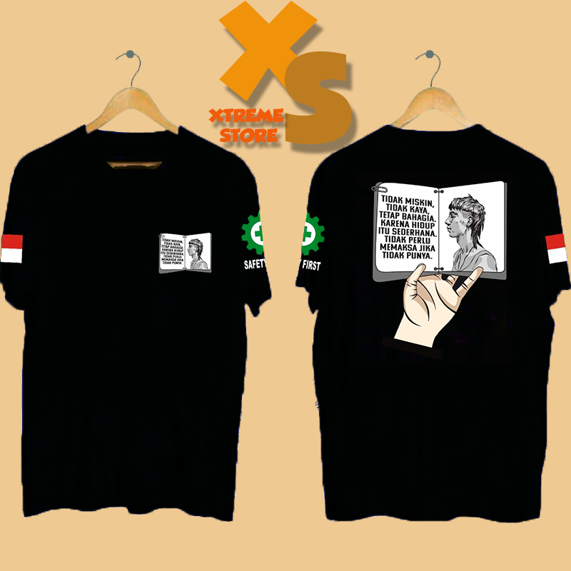 // เสื้อยืด DISTRO ของผู้ชาย ARE NOT POOR, NOT RICH, STAY HAPPY // XTREME-STORE