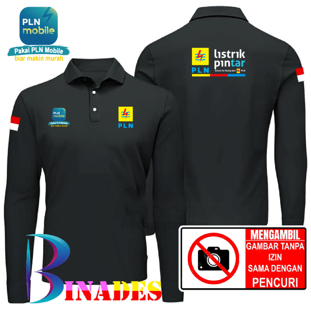 ขายเสื้อยืด รุ่นคอปก เสื้อยืดคอปก PLN SMART - PLN MOBILE - ใช้ PLN Mobile - ให้กลายเป็น BINADES