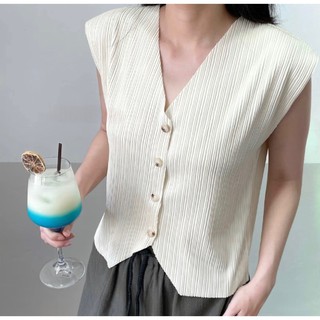 Shea Top Atasan Vest Knit Kancing Sleeveless Wanita - Vest Rompi Wanita - Sleeveless Top Atasan Panjang Outer Wanita Terbaru