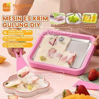 Mini Mesin Es Krim Gulung DIY Tanpa Listrik | Alat Pembuat Es Krim Yogurt Goreng | Beku Cepat 2 Menit | Food Grade Stainless Steel | Untuk Anak-anak & Keluarga | Bisa Bikin Es Krim, Yogurt Beku, Ice Roll, Sashimi Dingin
