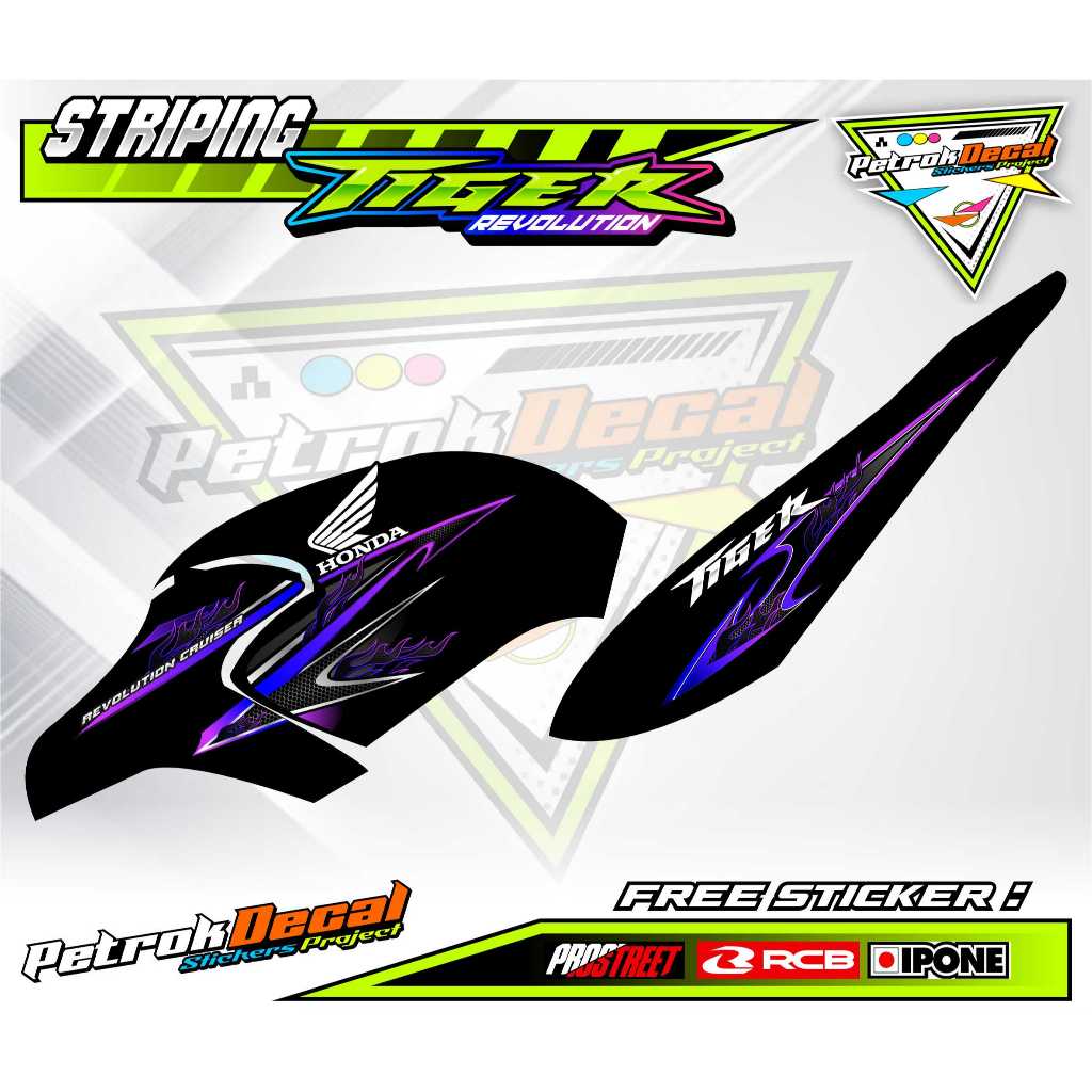 STRIPING VARIATIONS HONDA TIGER - SEMI FIRE / สติ๊กเกอร์ LIST MOTORCYCLE VARIATIONS สําหรับ HONDA TI
