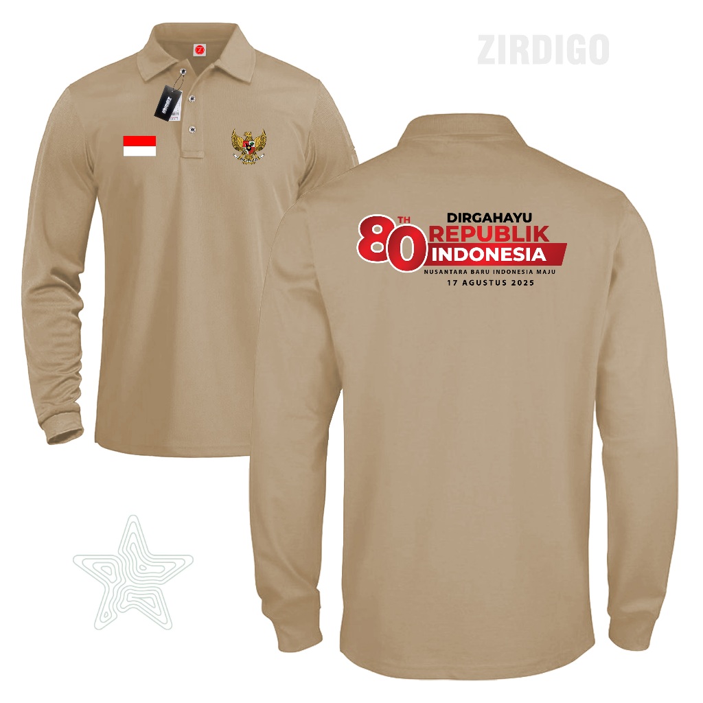 Zirdigo - Polo Collar Hut RI 80 Th 001 x Garuda x Flag Debe เสื้อโปโลแขนยาว Unisex