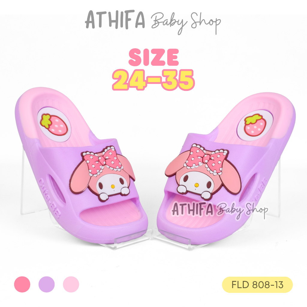 มาก น่ารักและอินเทรนด์ มล ตัวอักษรรองเท้าแตะยางสําหรับเด็กผู้หญิง 3 4 5 6 7 8 9 10 11 ปี FLD 808-13 