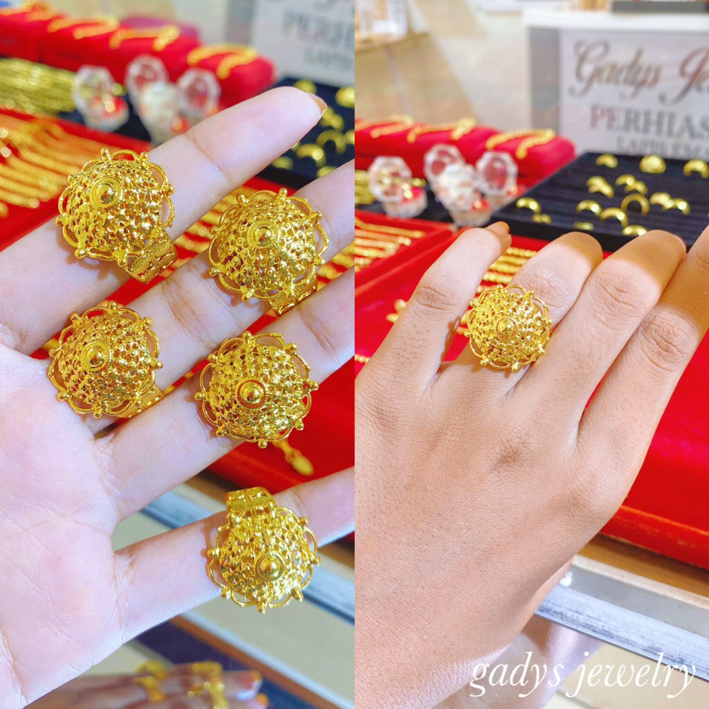 REPLIKA Borobudur ring 24krt Gold Plated Crum Light Gold 8 กรัม Premium Gold Replica แหวนผู้หญิง