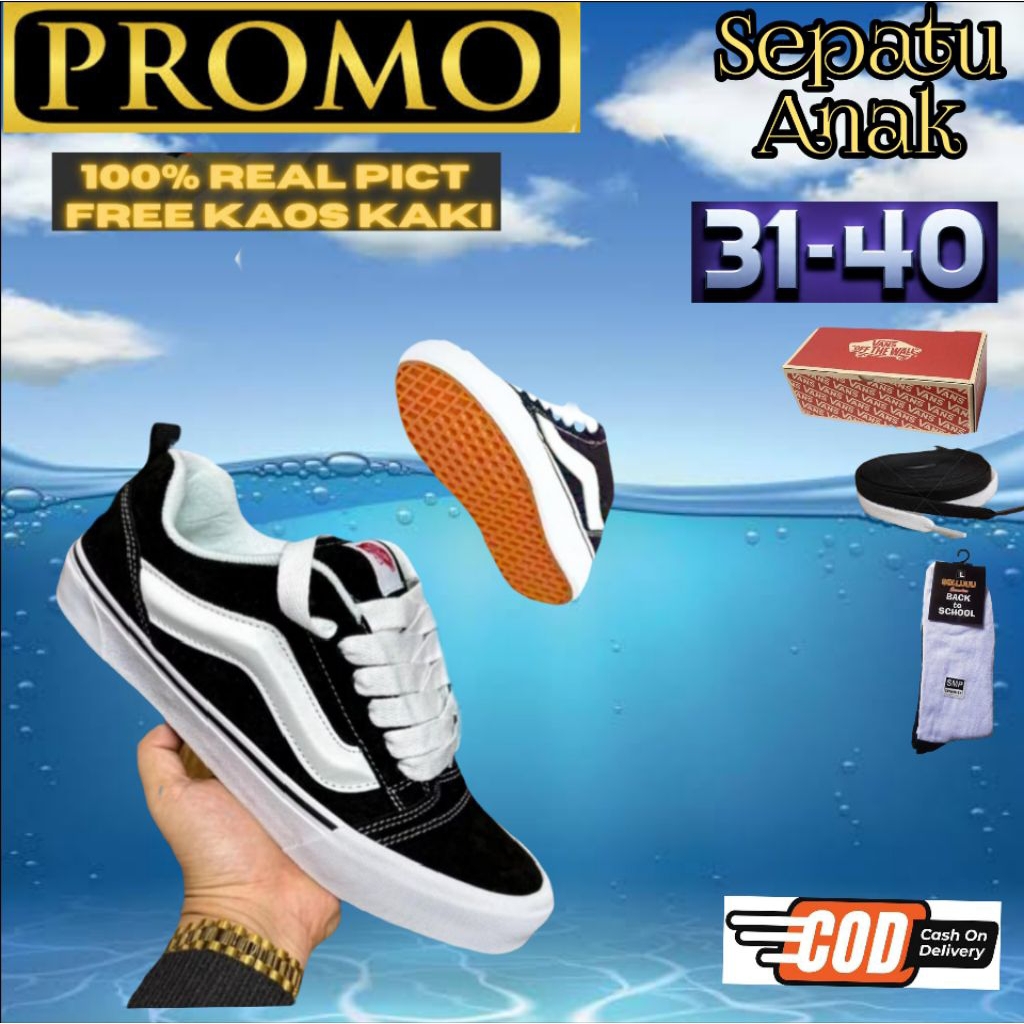 KNU SKOOL ELEMENTARY SCHOOL รองเท้า KNU SKOOL สีดําและสีขาวรองเท้าไขมันสําหรับเด็ก