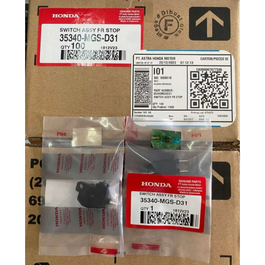 สวิตช์เบรคหน้า Honda CBR 250R แท้ Honda AM, 35340-MGS-D31