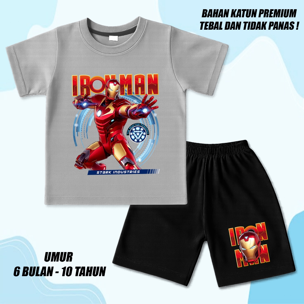 ชุดเสื้อยืดเด็กชายและเด็กหญิง unisex black iron man 1