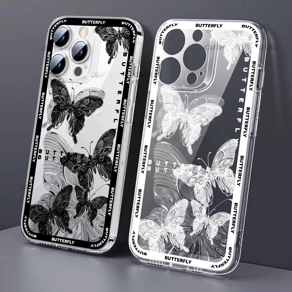 ALL TYPE CASE CLEAR BUTTERFLY LIST MOTIF สําหรับ VIVO V27 5G V23 5G V23E V20 V29/S17 Y81 V20 SE Y53 