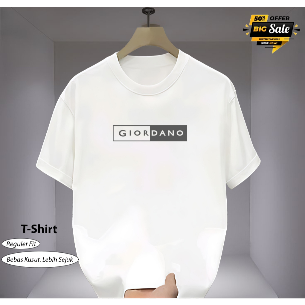 Catton 24s เสื้อยืดผู้ชายและผู้หญิง / Giordano BL Logo Silver T-shirts / เสื้อยืด Unisex Distro