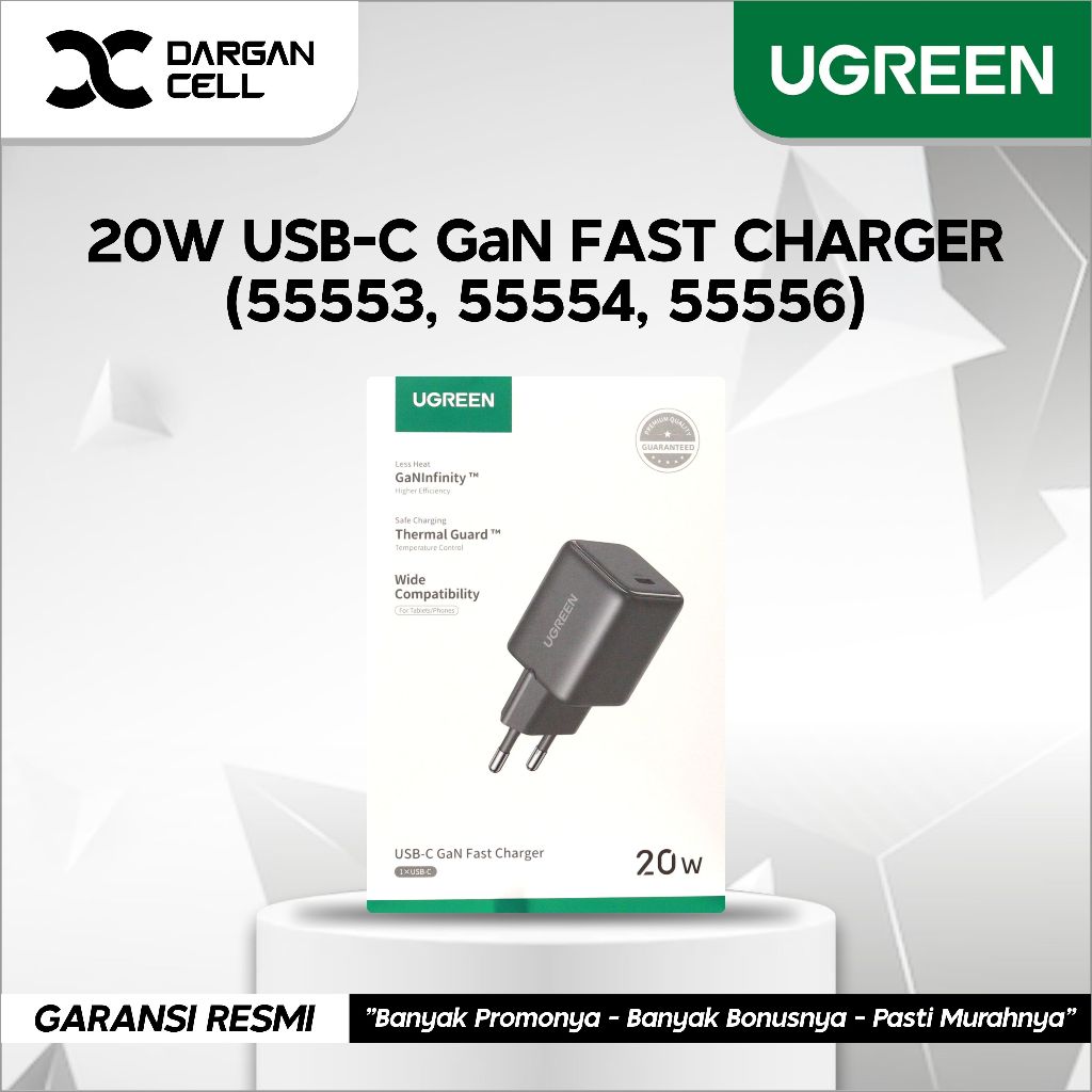 UGREEN 20W USB-C GaN FAST CHARGER EU 55556 | 55555 | 55554 | 55553