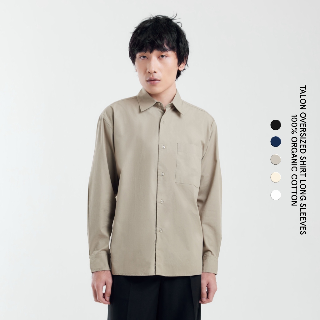 KEMEJA Crowstudios Talon เสื้อเชิ้ตโอเวอร์ไซส์แขนยาว / เสื้อเชิ้ตแขนยาวโอเวอร์ไซส์ผู้ชาย
