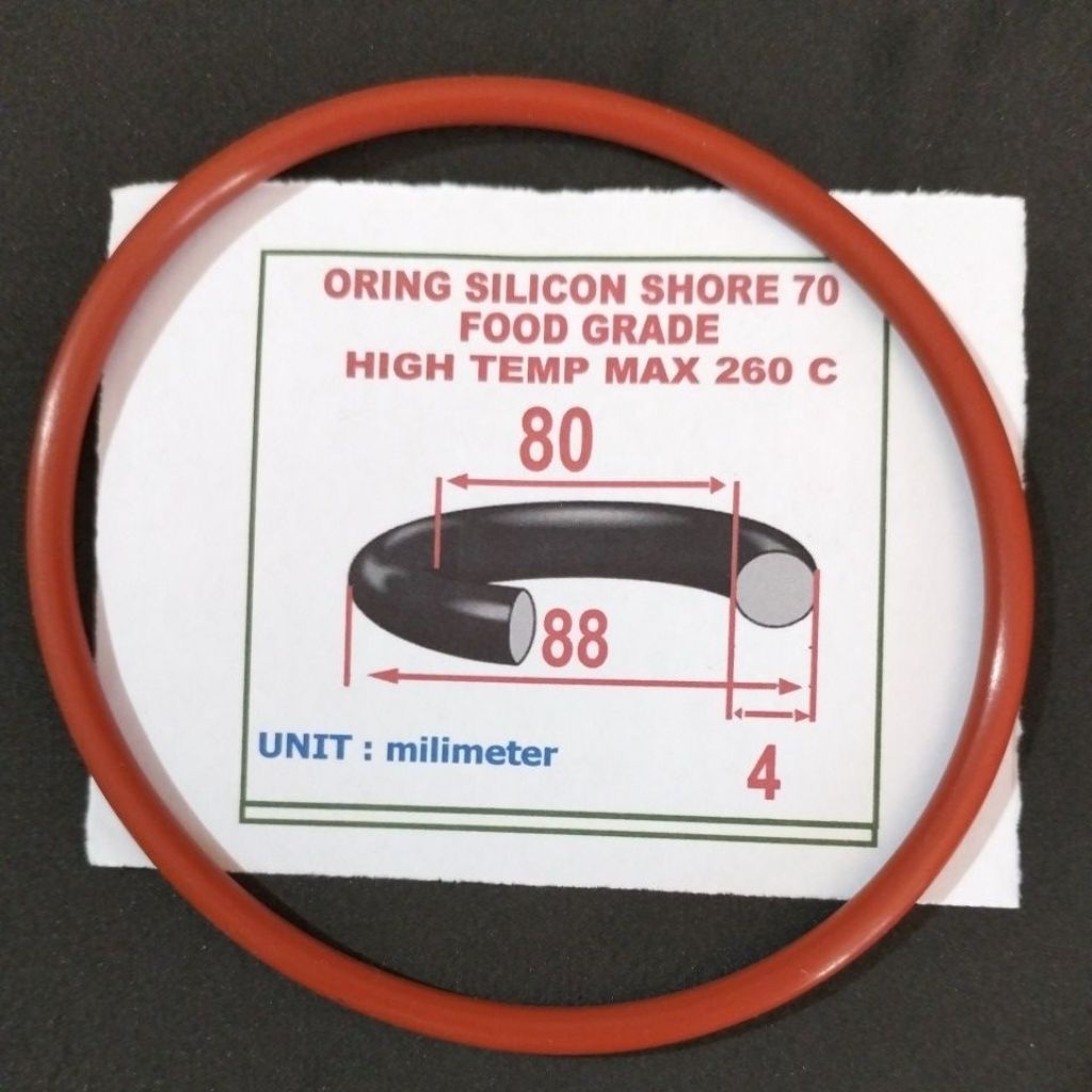 Oring silicon 4 x 80 x 88 mm hore 70 max temp 260 เกรดอาหาร