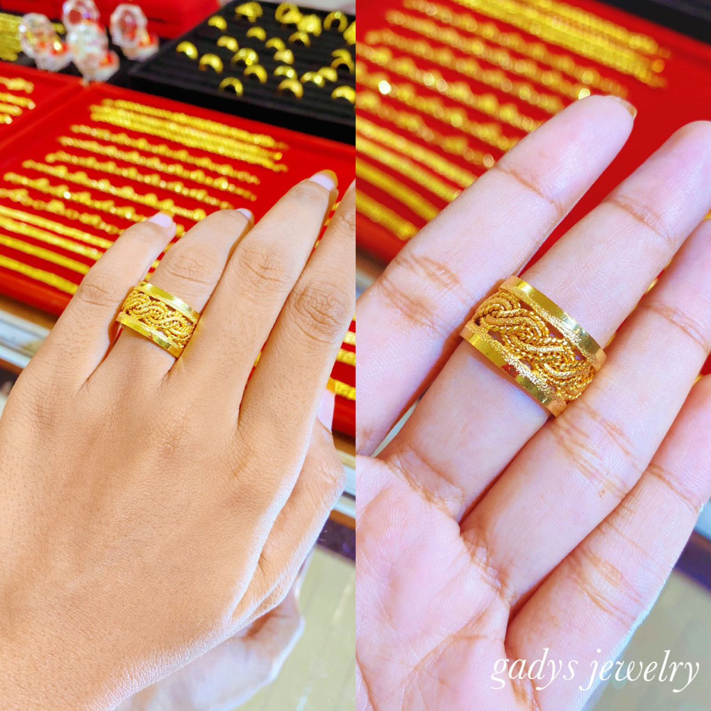 REPLIKA แหวนมะพร้าวล่าสุด 24krt Gold Plated Crum Young Gold 8 กรัม แหวนผู้หญิง Replica Gold Premium