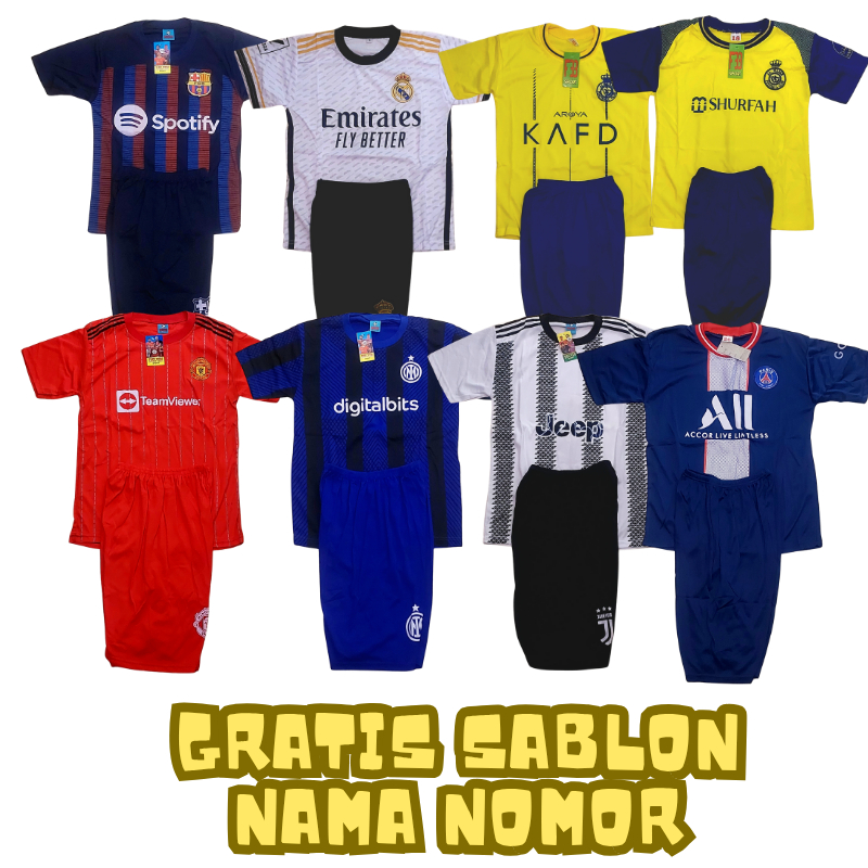 MADRID/ALNASSR/MIAMI/BARCELONA CHILDRENS FOOTBALL JERSEY ฟรีหมายเลขชื่อ