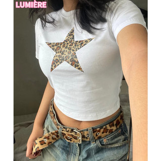 [COD]Leopard Brown Star Baby Tee / Raglan / Crop Tee / Crop Top / Kaos Wanita LUMIERE&desain