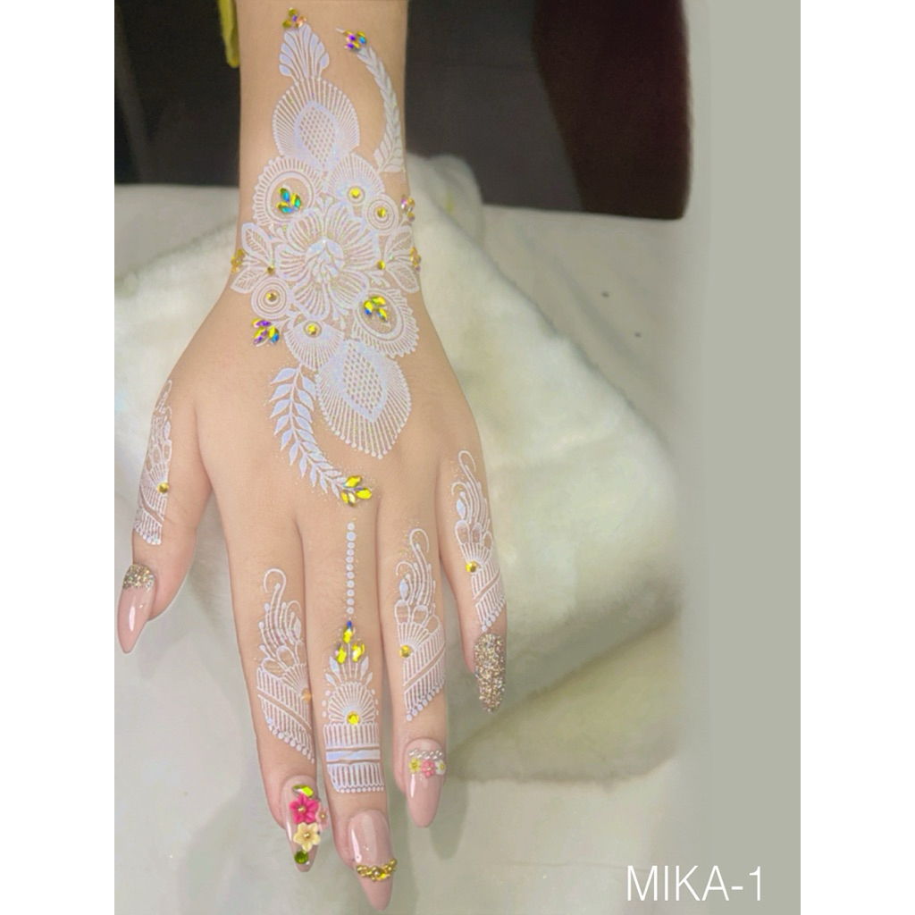 [MIKA 1] INSTANT WHITE HENNA สําหรับ BRIDAL PAIR ซ้ายขวา