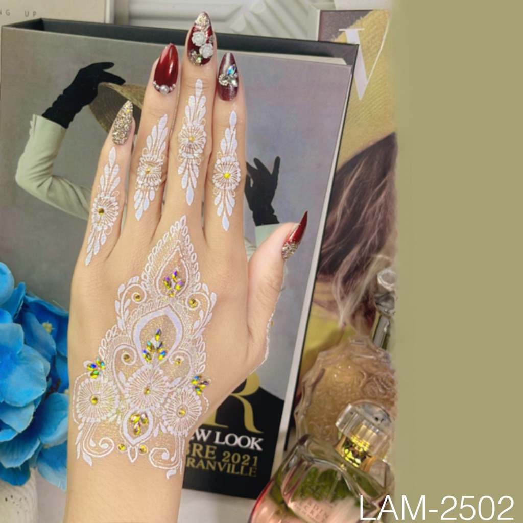 [LAM 2502] INSTANT WHITE HENNA สําหรับ BRIDAL PAIR ซ้ายขวา