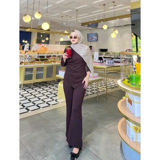 Setelan Cutbray Wanita Bahan Knit Premium One Set Wanita Kekinian Baju Atasan Wanita Terbaru Bawahan Celana Cutbray Wanita