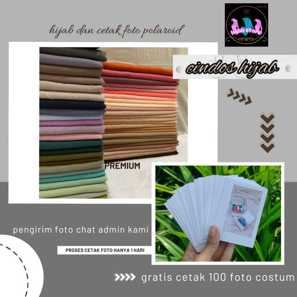 (ฟรี 25 POLAROID PRINTING PHOTOS) ฮิญาบทรงสี่เหลี่ยม lasercut paris premium / paris vual / catton sq